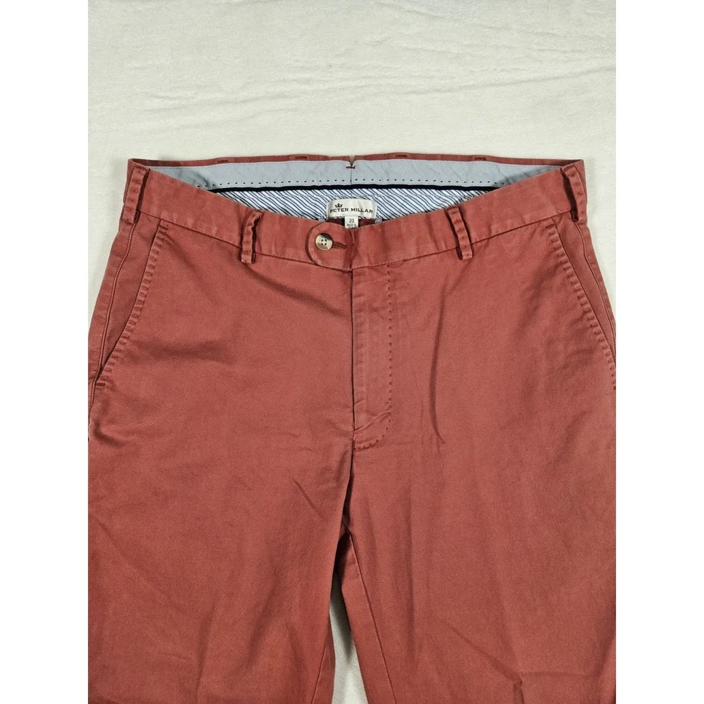 Peter Millar‎ Men's Pima Cotton Pants Slacks Peru Made MF17B48 Size 33 Dark Pink - Picture 2 of 15